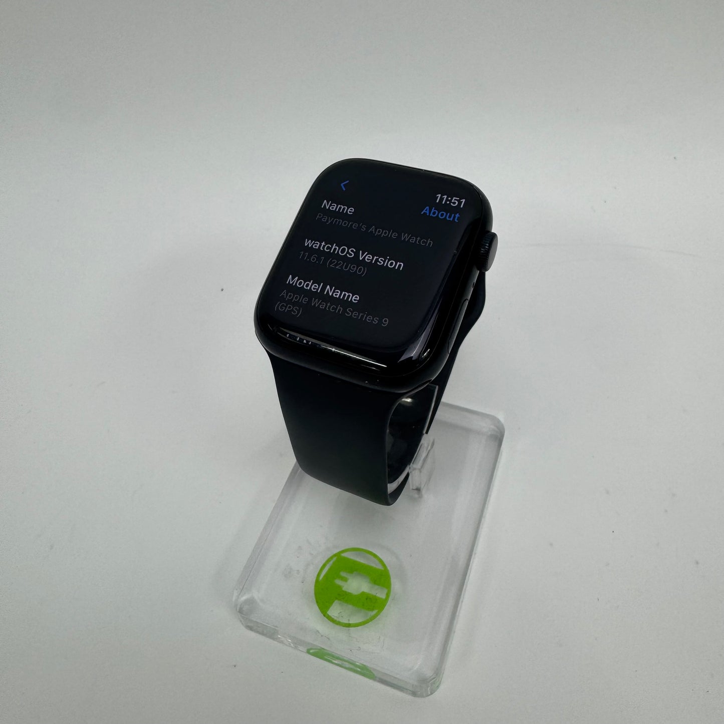 GPS Only Apple Watch Series 9 44MM Black Aluminum Black Sport Band MTQQ3LL/A