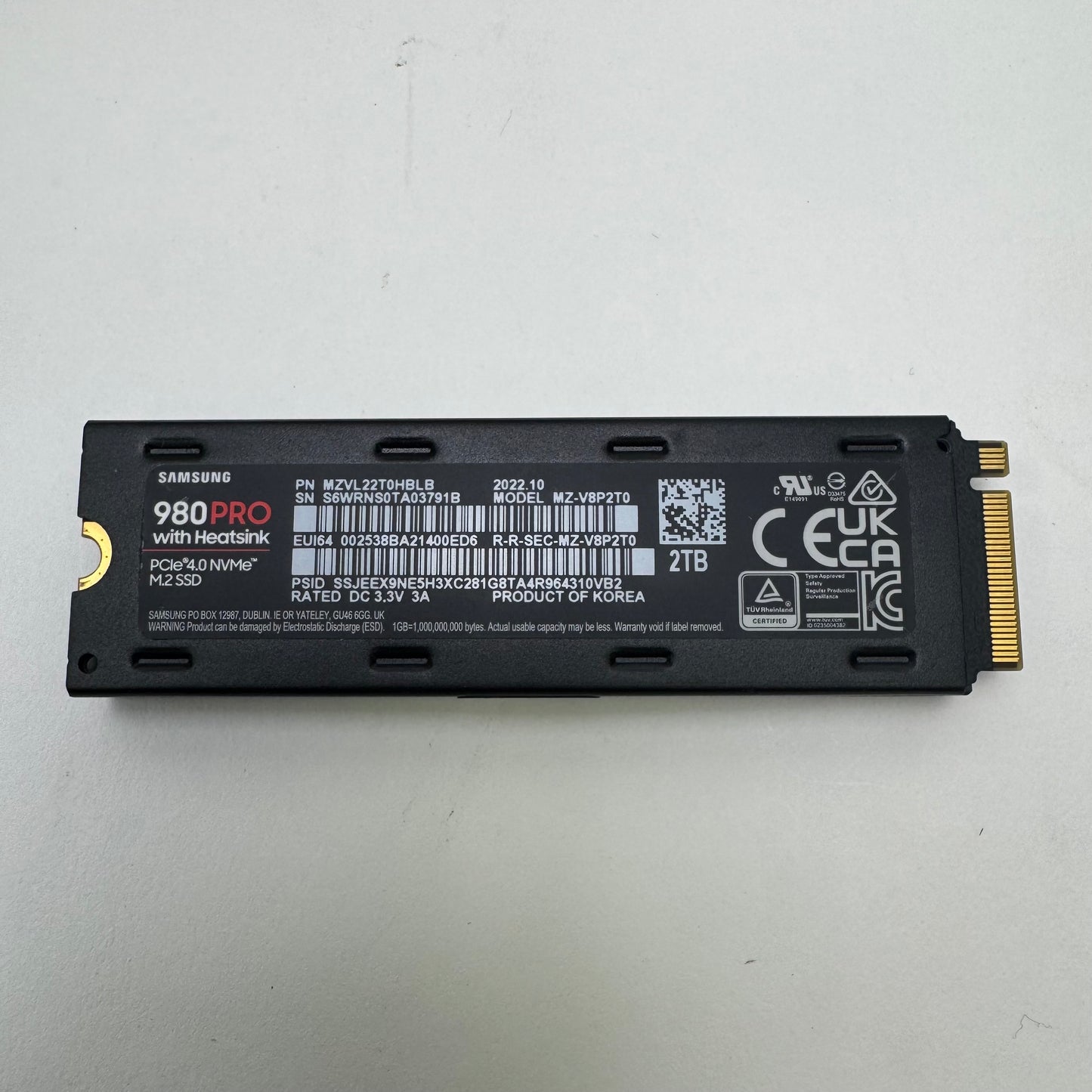 Samsung 2280mm 980 PRO SSD 2TB M.2 NVMe Gen 4.0 x 4 SSD MZVL2T0HBLB