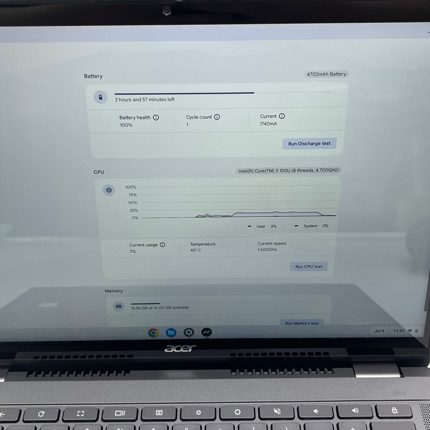 Acer Chromebook Plus Spin 514 N24Q4 14" Core 3 100U 16GB RAM 128GB SSD