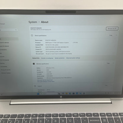 HP ProBook 465 G11 16" Ryzen 7 7735U 2.7GHz 16GB RAM 512GB SSD