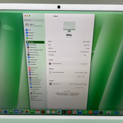 2024 Apple iMac 24" M4 10 Core 4.5GHz 24GB RAM 512GB SSD Green A3137