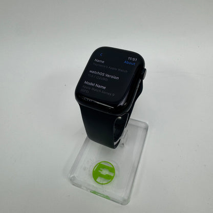 GPS Only Apple Watch Series 9 44MM Black Aluminum Black Sport Band MTQQ3LL/A