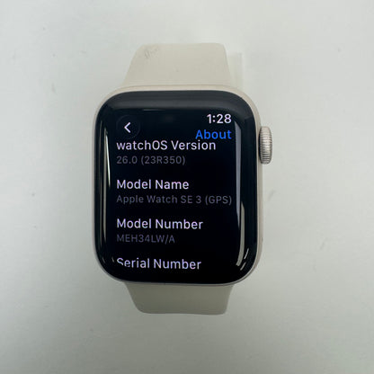 GPS Only Apple Watch SE 3 40MM Starlight Aluminum Starlight Sport Band MEH34LW/A