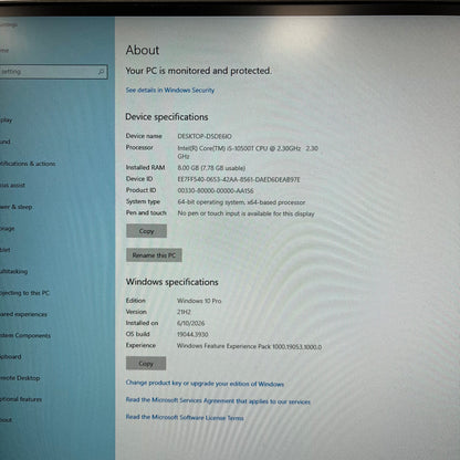 HP EliteDesk 800 G6 i5-10500T 2.30GHz 8GB RAM 256GB SSD