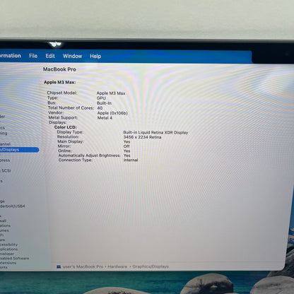2023 Apple MacBook Pro 16" M3 Max 40C GPU 64GB RAM 1TB SSD A2991