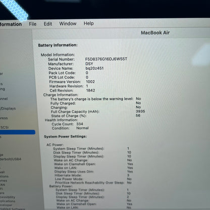 2020 Apple MacBook Air 13.3" i5 1.8GHz 8GB RAM 128GB SSD Silver A1932