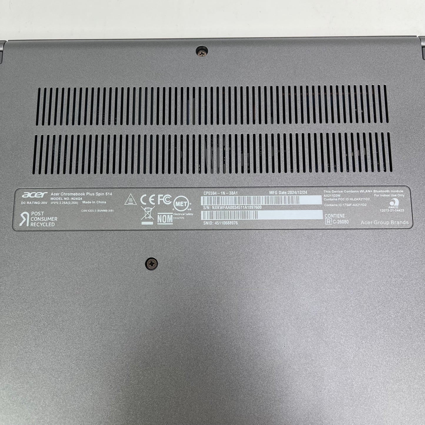 Acer Chromebook Plus Spin 514 N24Q4 14" Core 3 100U 16GB RAM 128GB SSD