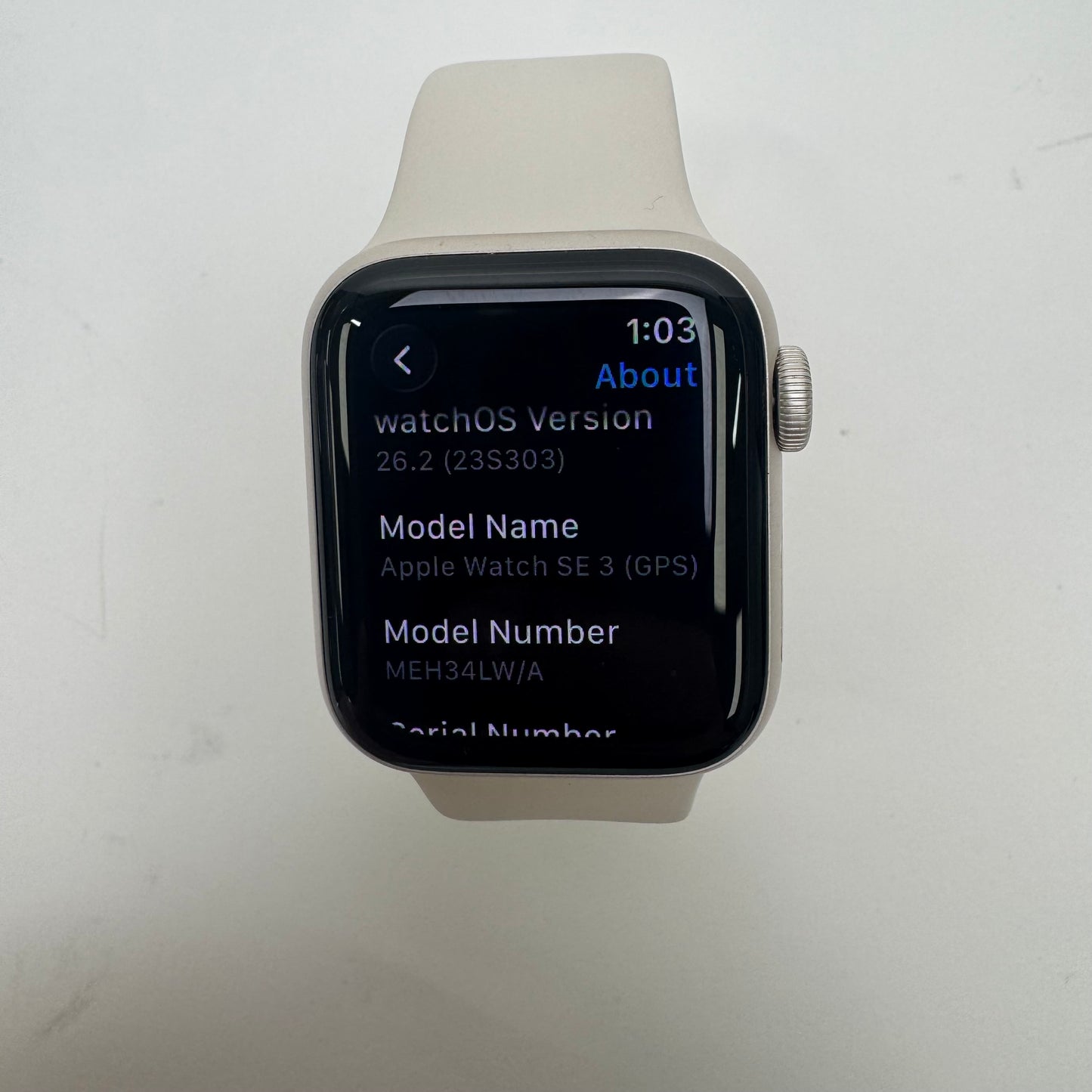 GPS Only Apple Watch SE 3 40MM Starlight Aluminum Starlight Sport Band MEH34LW/A