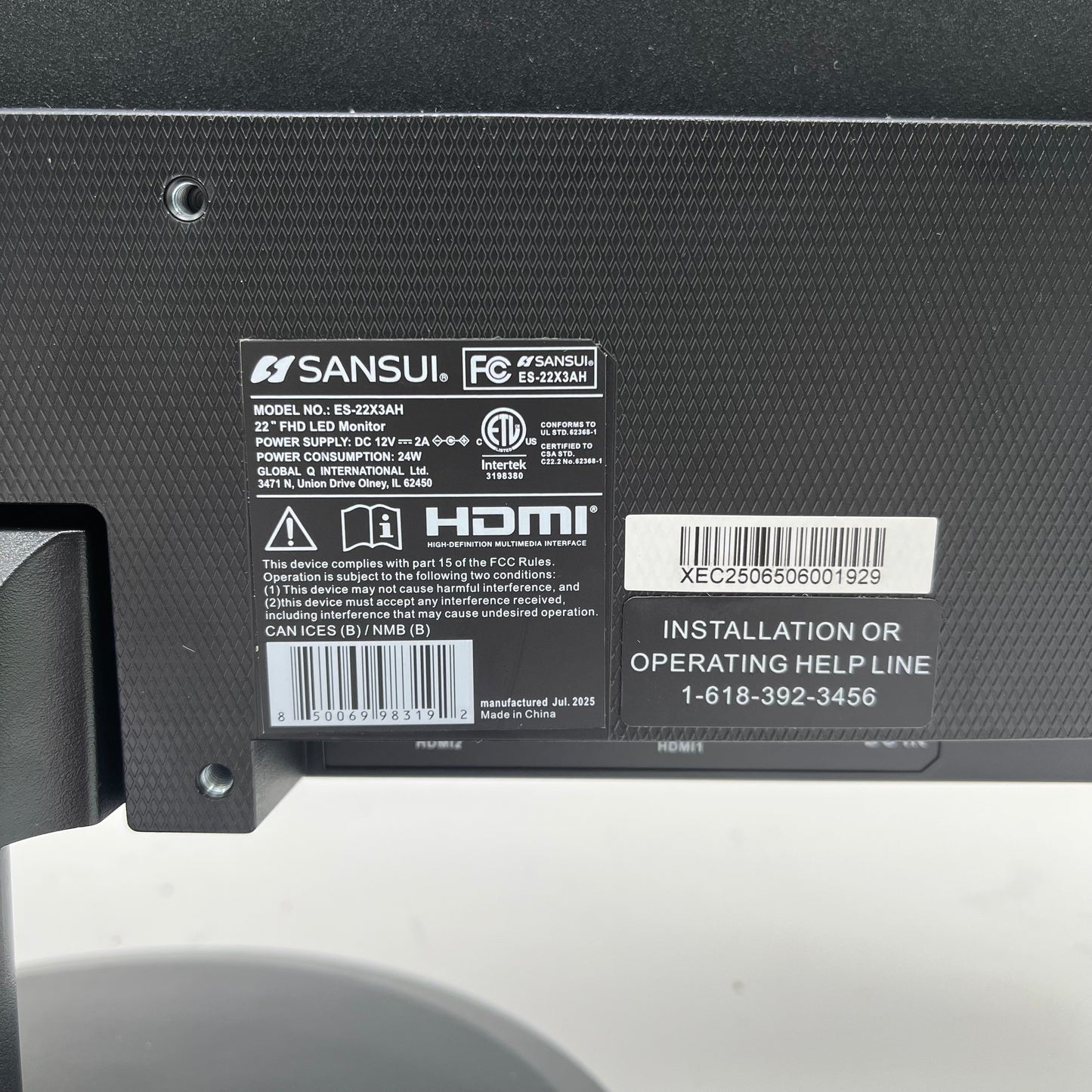 Sansui 22" ES-22X3AH 120Hz FHD LCD IPS Gaming Monitor