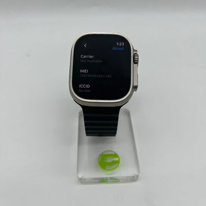 GPS Only Apple Watch Ultra 49MM Natural Titanium Black Ocean Band MQET3LL/A